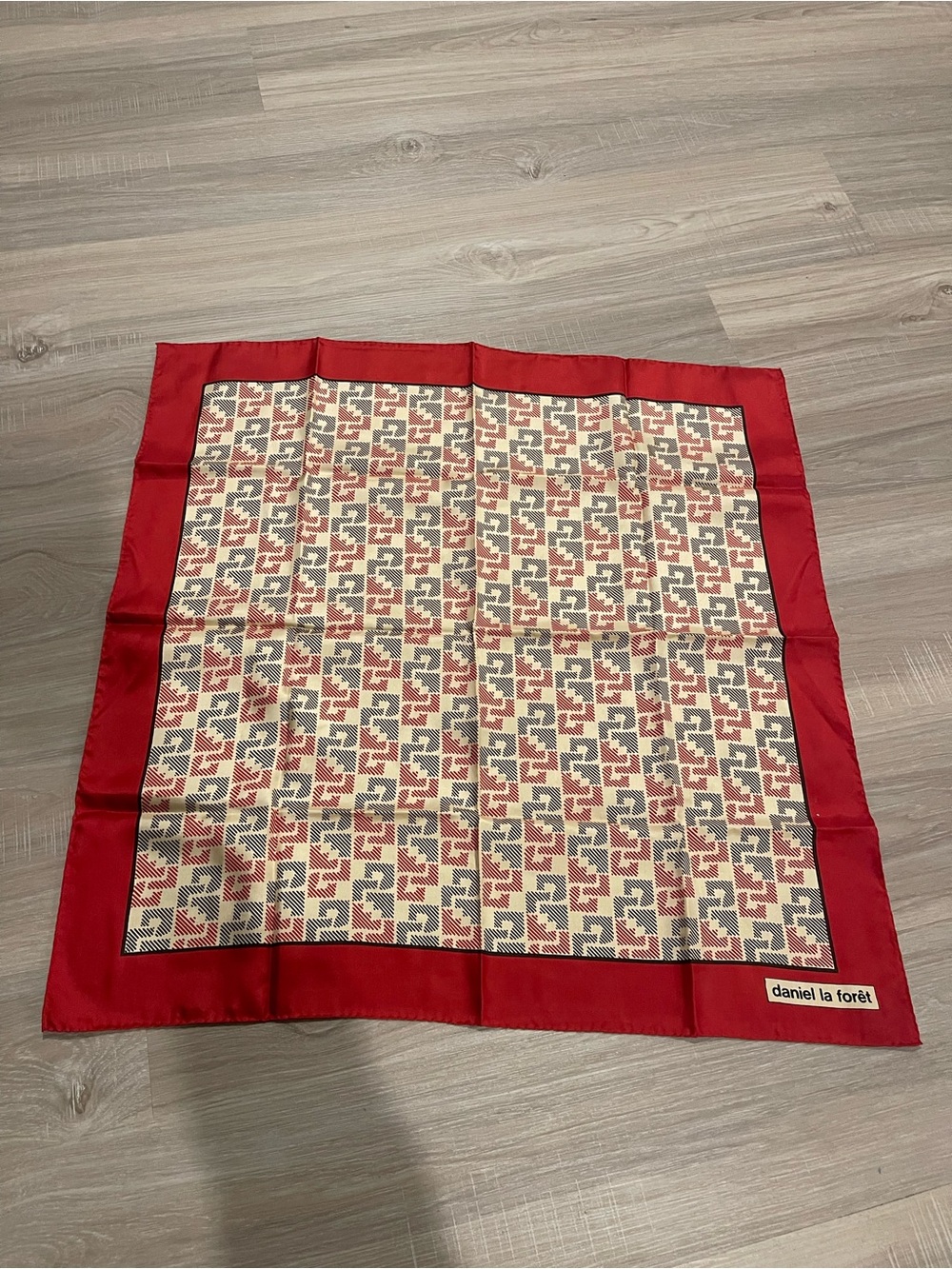 Daniel la foret scarf Red Patterned Silk Square Scarf